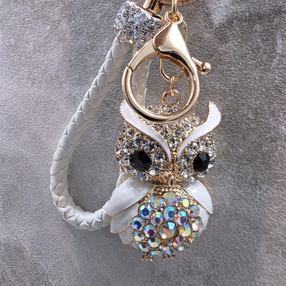 Boutique Crystal Owl Bag Charm and/or Keychain - New